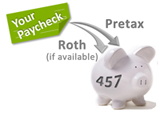 457 piggy bank receiving pretax and Roth payroll deductions 