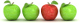 photo of 3 red & 1 green apple