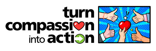 One Gift Theme (Turn Compassion into Action) with thumb-up around a heart