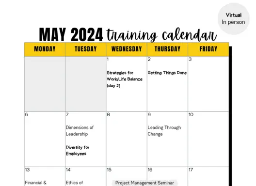 May calendar of PDS courses